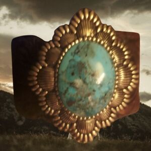 Studio Barse Leather and Turquoise Cuff Bracelet